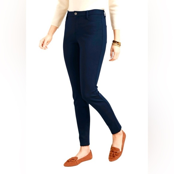 Talbots Soho 5-pocket leggings navy Size 12 P NEW Ankle High rise Ponte Stretch - Picture 16 of 16